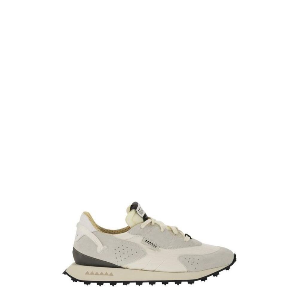 RUN OF Men's Suede and Nylon Low-Top Sneakers Men WHITE